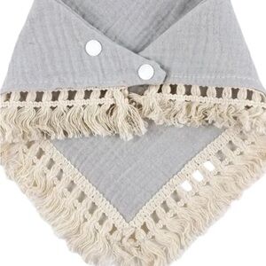 Boho Fringe Baby Bib in a Dusty Blue